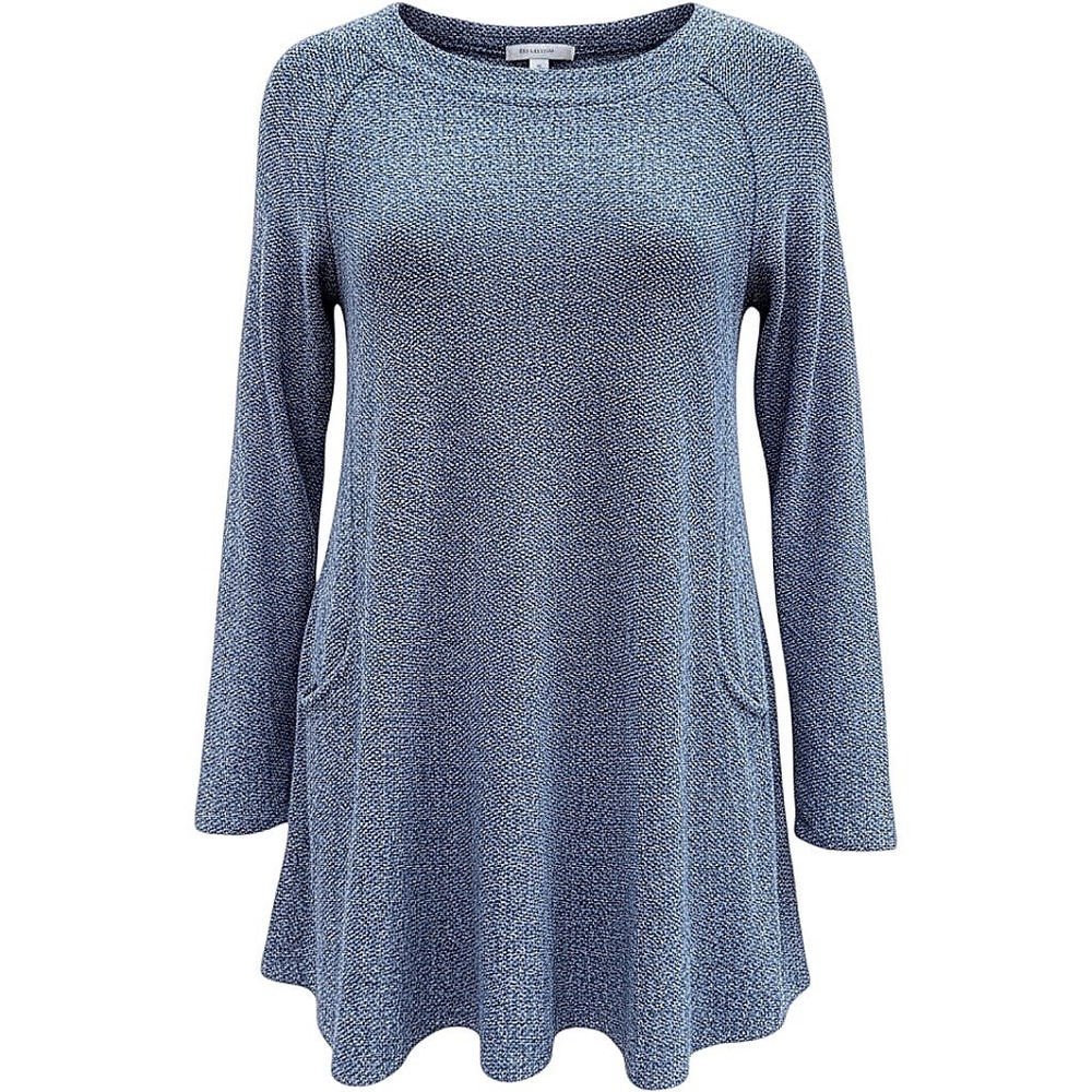 T by Talbots Womens 3X Blue Marled Knit Long Sleeve Tunic Top with Pockets